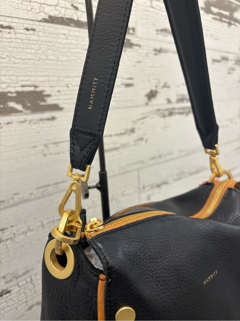 Hammitt Black Leather Shoulder or Crossbody Bag with Gold Hardware - Picture 5 of 9